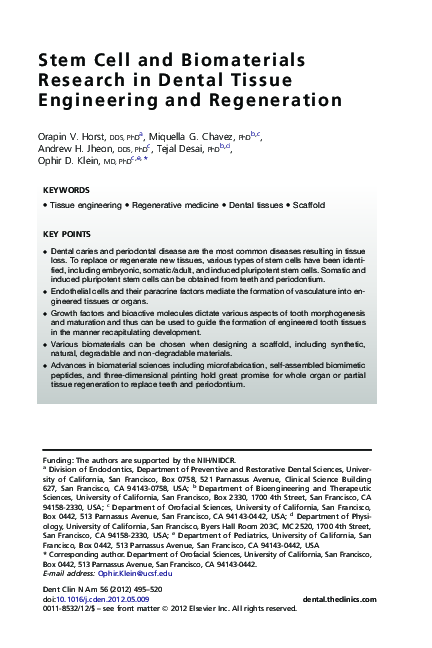 (PDF) Stem cell and biomaterials research in dental tissue engineering ...