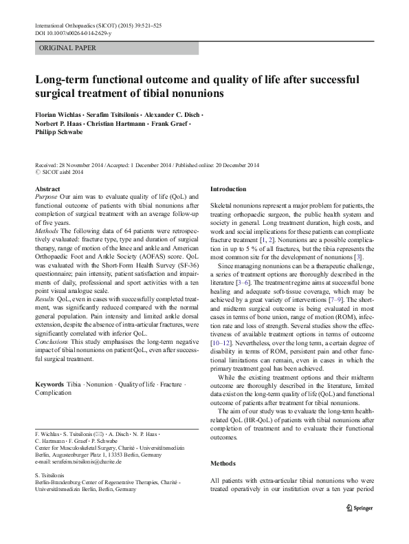 (PDF) Long-Term Functional Outcome and Quality of Life After Stapled ...