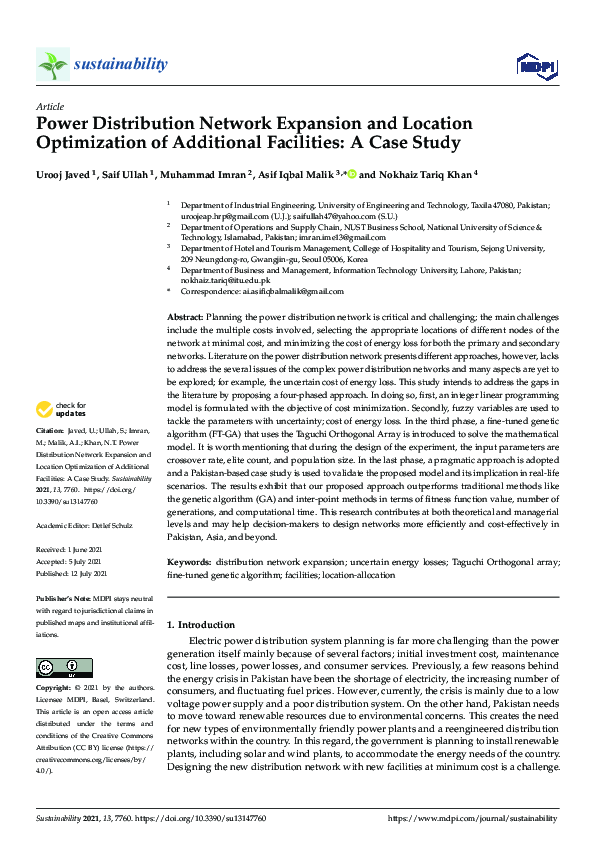 (PDF) Power Distribution Network Expansion and Location Optimization of ...