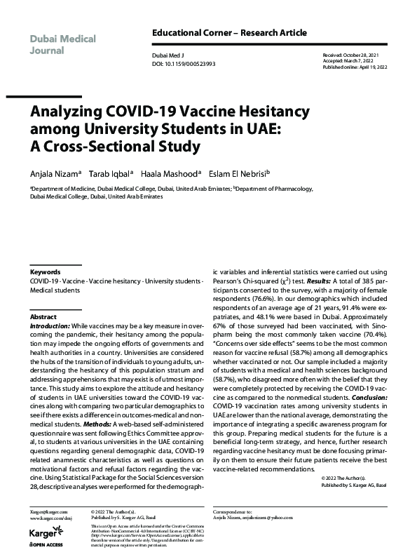 (PDF) Analyzing COVID-19 Vaccine Hesitancy among University Students in ...
