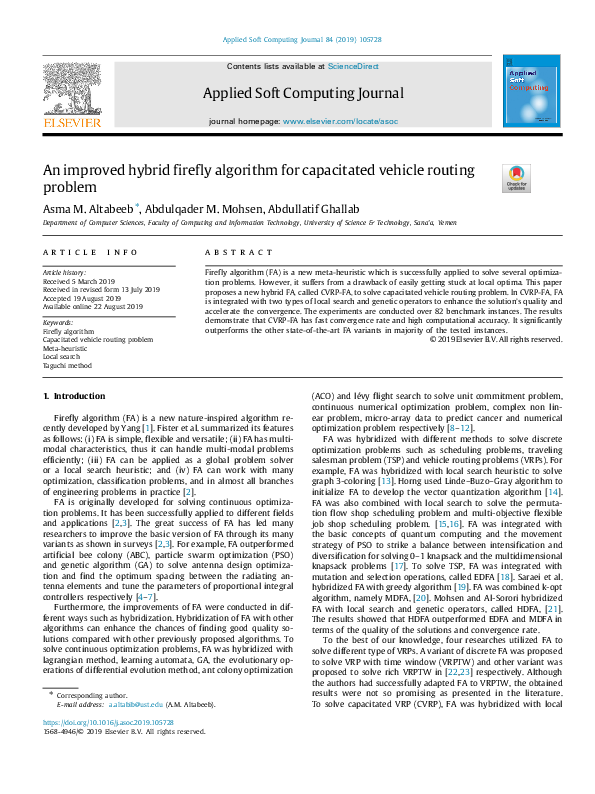(PDF) An improved hybrid firefly algorithm for capacitated vehicle ...