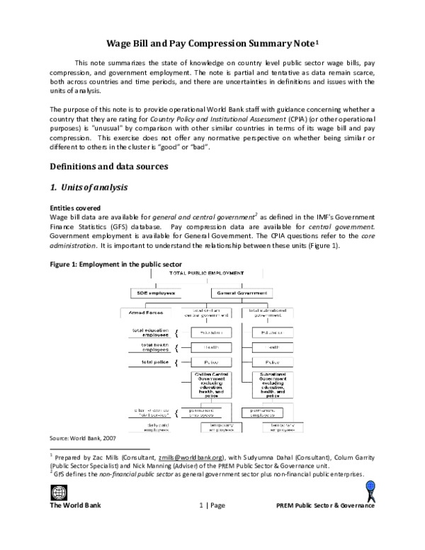(PDF) Wage Bill and Pay Compression Summary Note