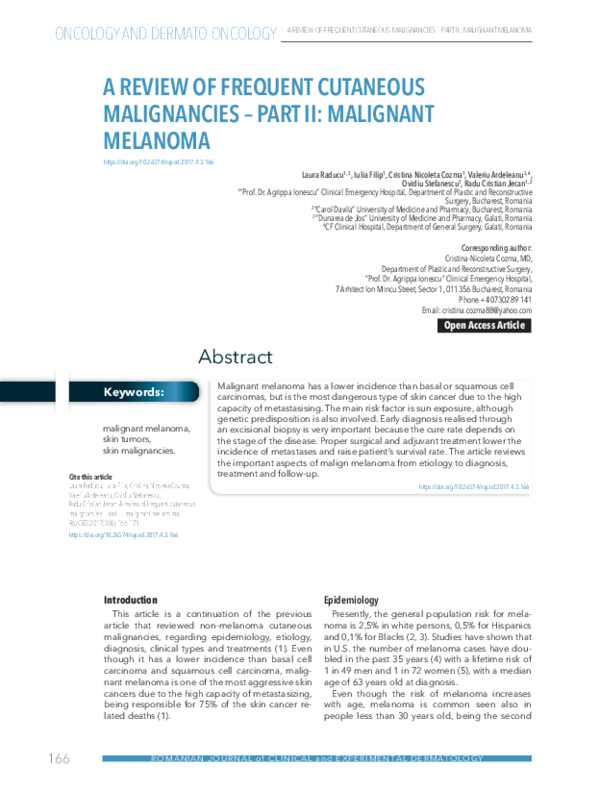 (PDF) A Review of Frequent Cutaneous Malignancies – Part II: Malignant ...