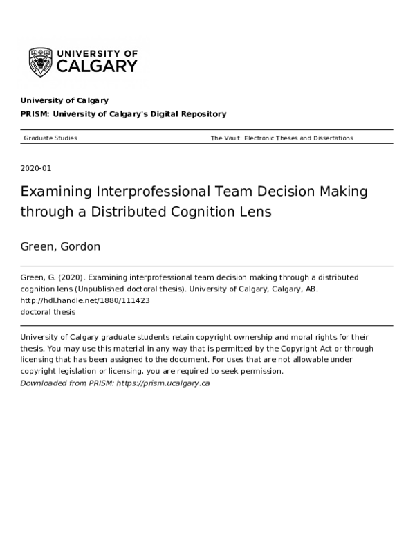 (PDF) Examining Interprofessional Team Decision Making through a ...