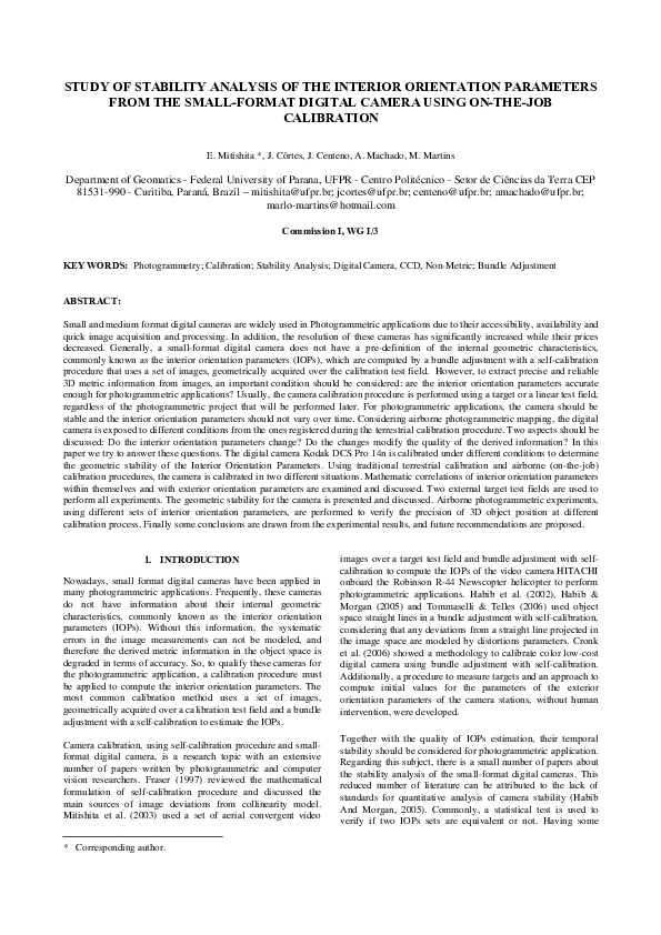 (PDF) Study of Stability Analysis of the Interior Orientation ...