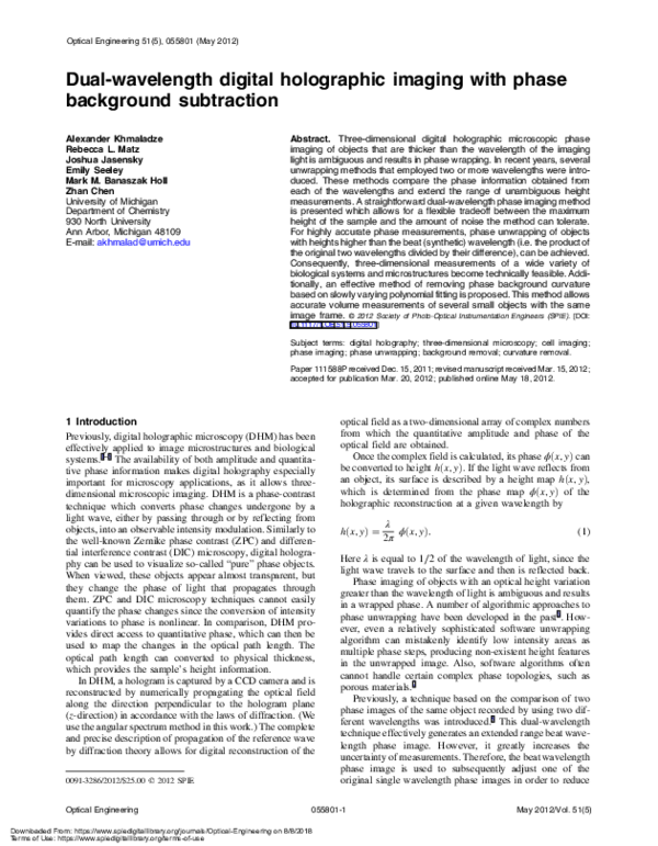 (PDF) Dual-wavelength digital holographic imaging with phase background ...