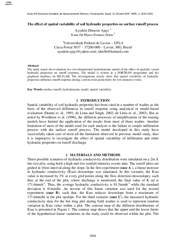 (PDF) The effect of spatial variability of soil hydraulic properties on ...
