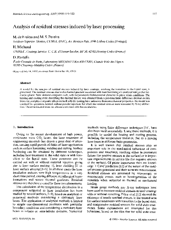 (PDF) Analysis of residual stresses induced by laser processing