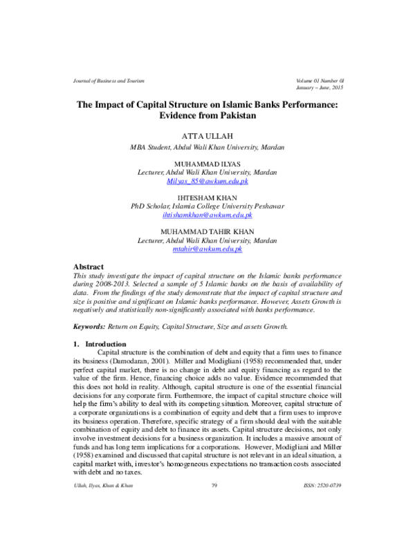 (PDF) The Impact of Capital Structure on Islamic Banks Performance ...