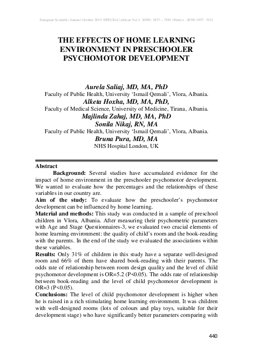 (PDF) The Effects of Home Learning Environment in Preschooler ...
