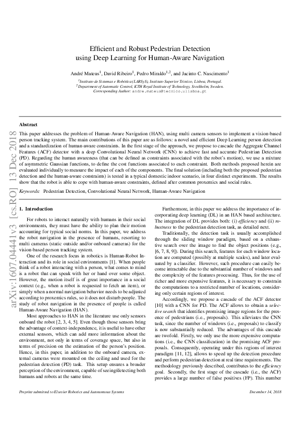 (PDF) Efficient and robust Pedestrian Detection using Deep Learning for ...