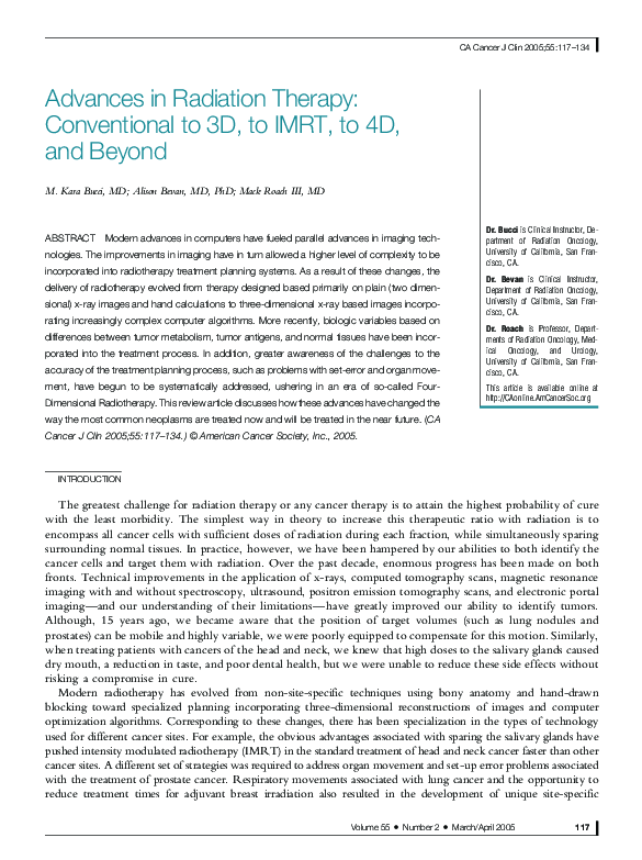 (PDF) Advances in Radiation Therapy: Conventional to 3D, to IMRT, to 4D ...