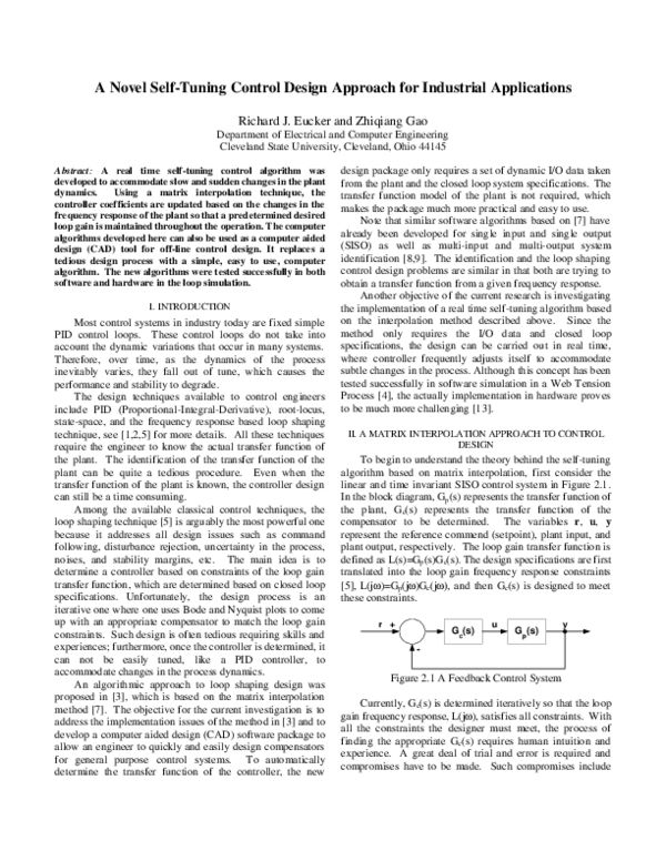 (PDF) A novel self-tuning control design approach for industrial ...