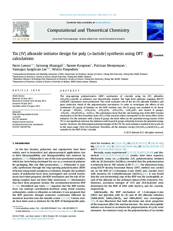 (PDF) Tin (IV) alkoxide initiator design for poly (d-lactide) synthesis ...
