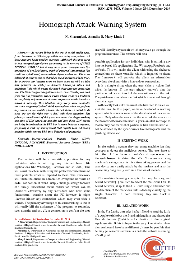 (PDF) Homograph Attack Warning System