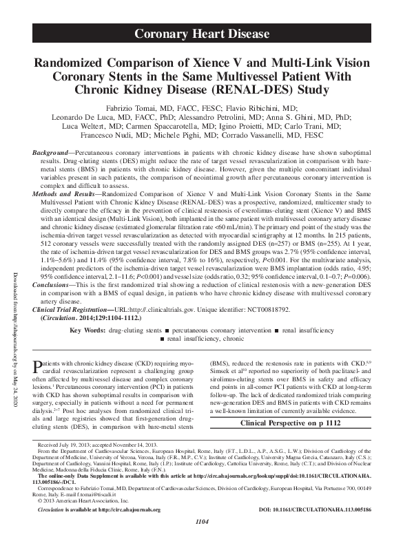 (PDF) Randomized Comparison of Xience V and Multi-Link Vision Coronary ...