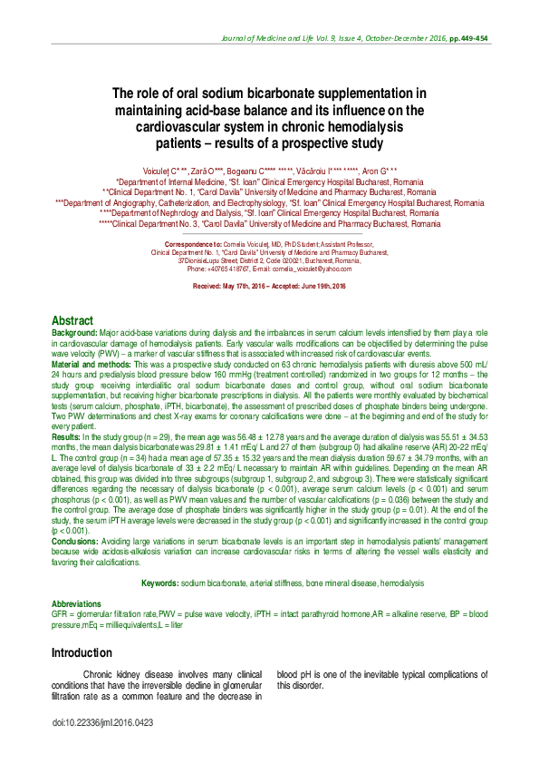 (PDF) The role of oral sodium bicarbonate supplementation in ...