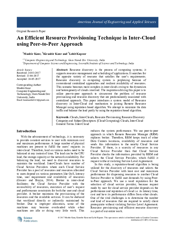 (PDF) An Efficient Resource Provisioning Technique in Inter-Cloud using ...