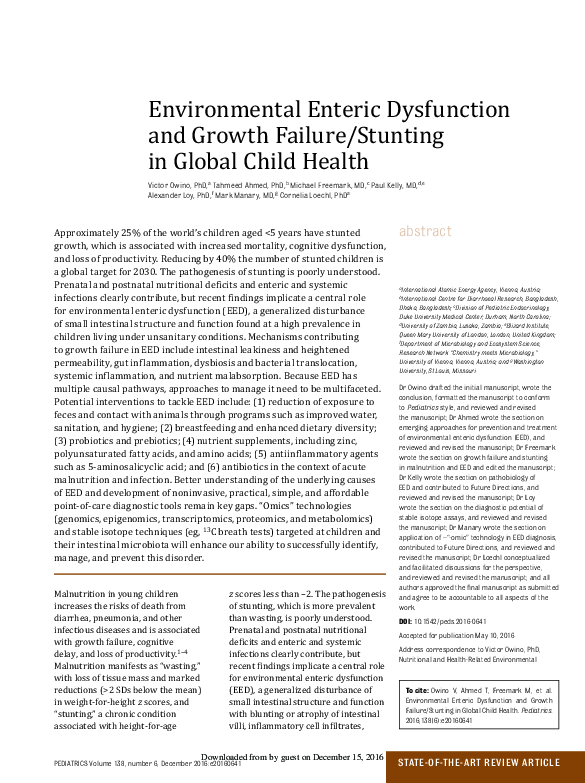 (PDF) Environmental Enteric Dysfunction and Growth Failure/Stunting in ...