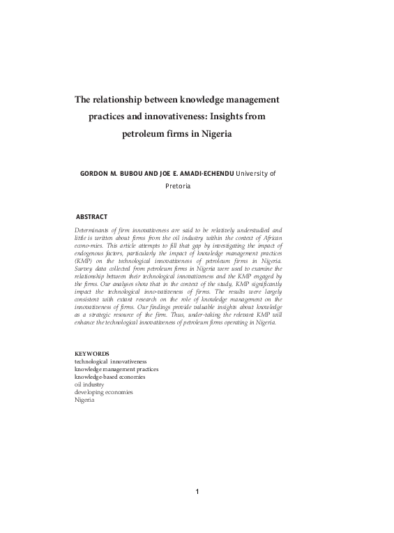 (PDF) The relationship between knowledge management practices and ...