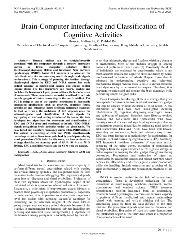 (PDF) Brain-Computer Interfacing and Classification of Cognitive ...