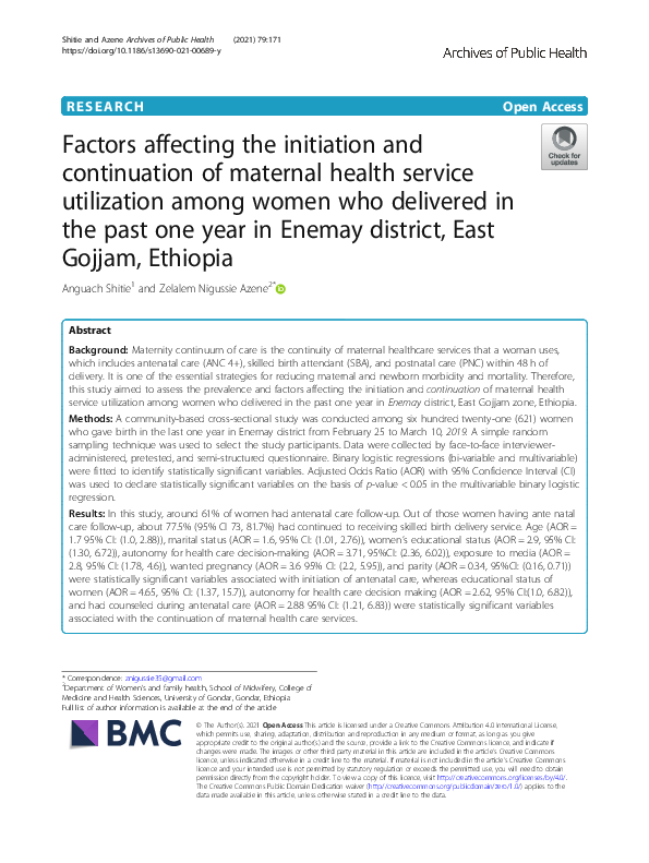 (PDF) Factors affecting the initiation and continuation of maternal ...