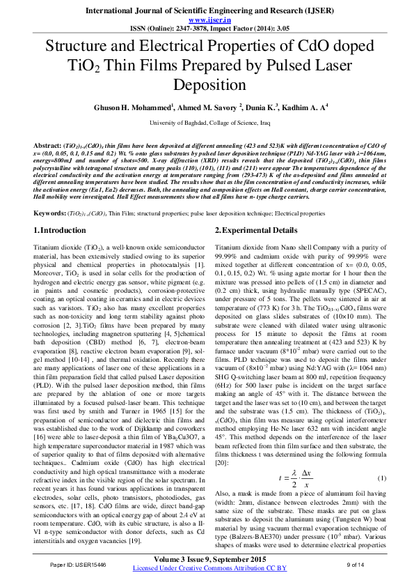 (PDF) Structure and Electrical Properties of CdO doped TiO 2 Thin Films ...