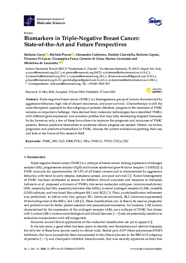 (PDF) Biomarkers in Triple-Negative Breast Cancer: State-of-the-Art and ...