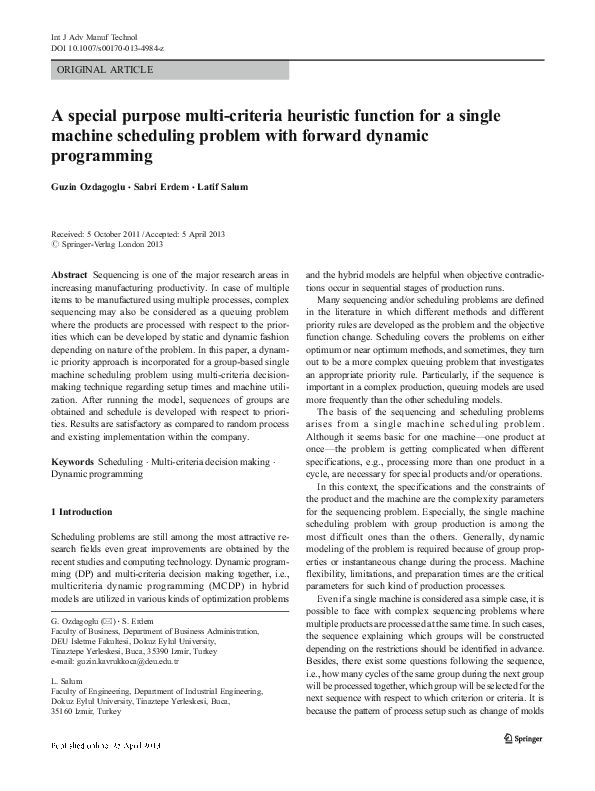 (PDF) A special purpose multi-criteria heuristic function for a single ...