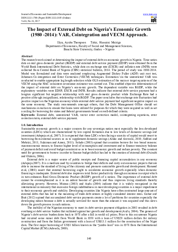 (PDF) The Impact of External Debt on Nigeria’s Economic Growth (1980 ...