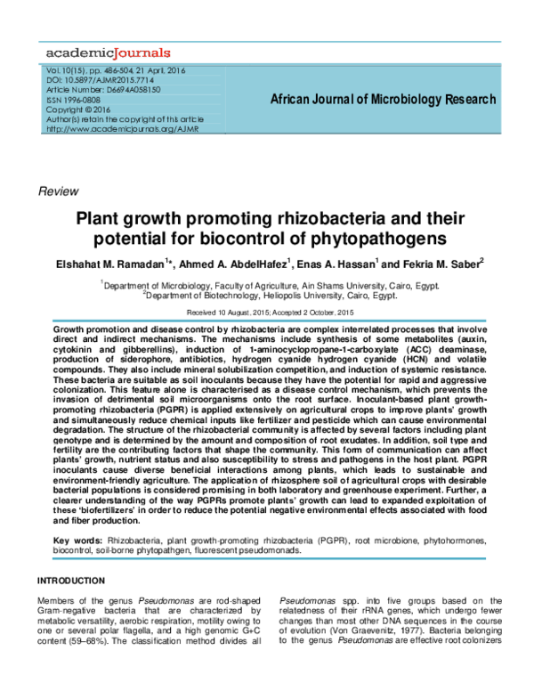 (PDF) Plant growth promoting rhizobacteria and their biopriming for ...