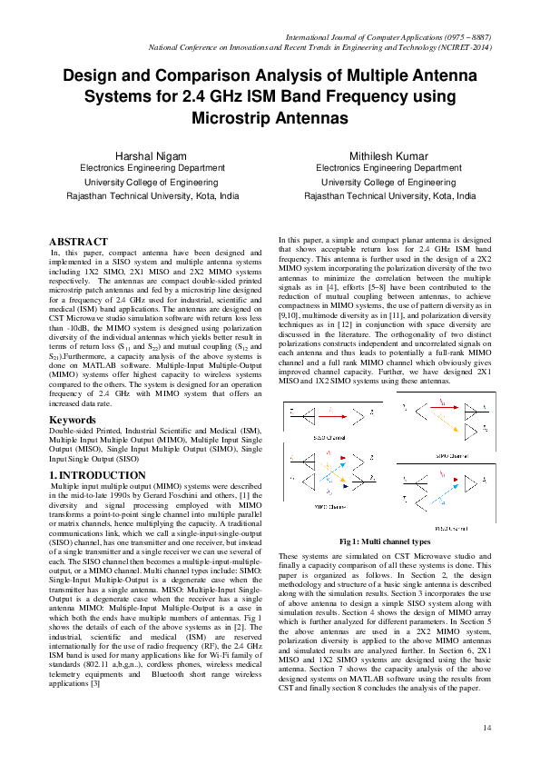(PDF) Design and Comparison Analysis of Multiple Antenna Systems for 2. ...
