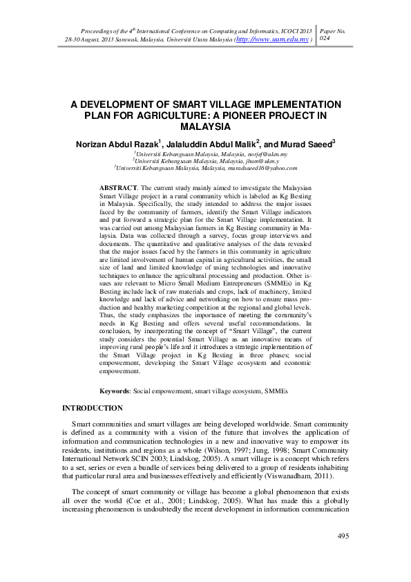 (PDF) A development of smart village implementation plan for ...