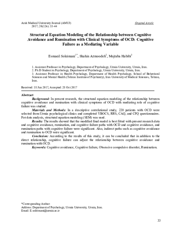 (PDF) Structural Equation Modeling of the Relationship between ...