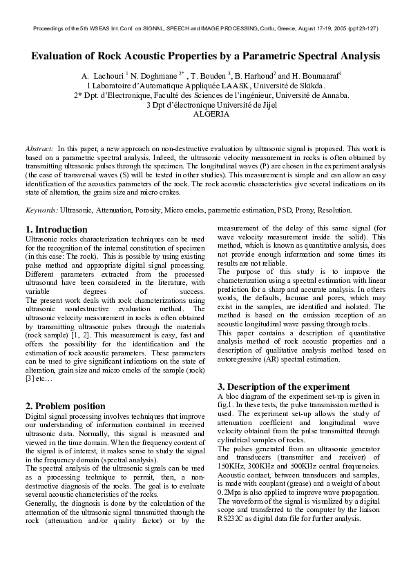 (PDF) Study of rock acoustic characteristics by parametric spectral ...