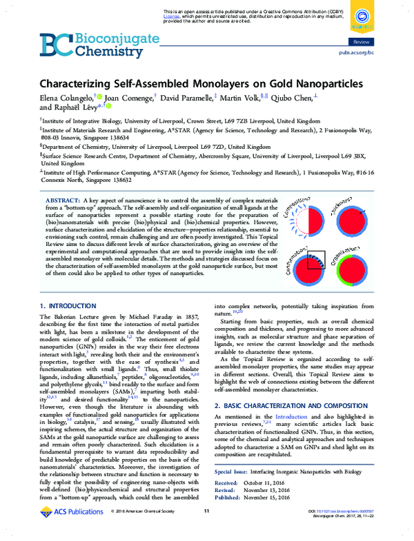 (PDF) Characterizing Self-Assembled Monolayers on Gold Nanoparticles