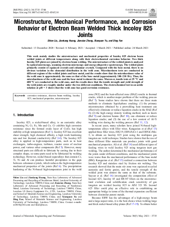 (PDF) Microstructure, Mechanical Performance, and Corrosion Behavior of ...