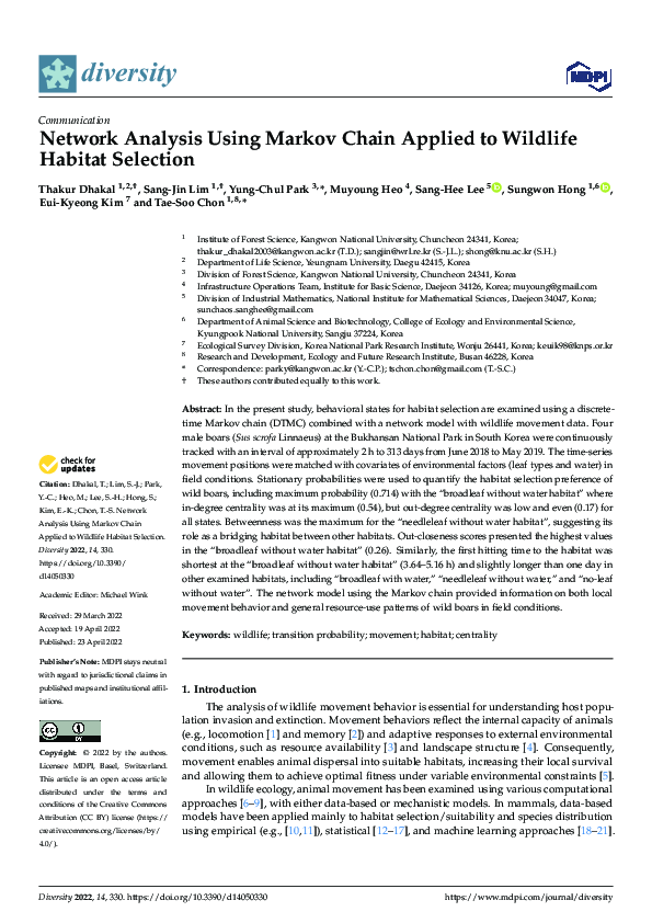 (PDF) Network Analysis Using Markov Chain Applied to Wildlife Habitat ...