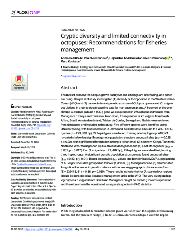 (PDF) Cryptic diversity and limited connectivity in octopuses ...