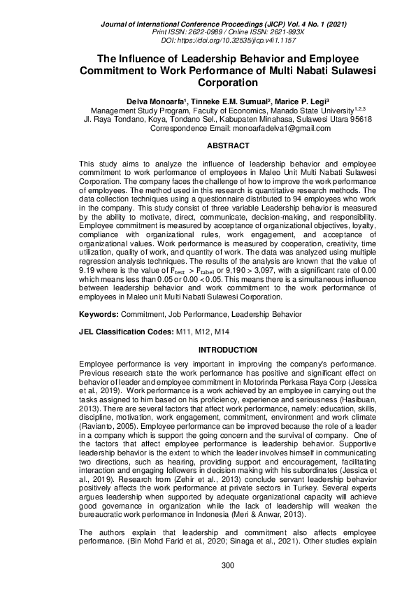 (PDF) The Influence of Leadership Behavior and Employee Commitment to ...