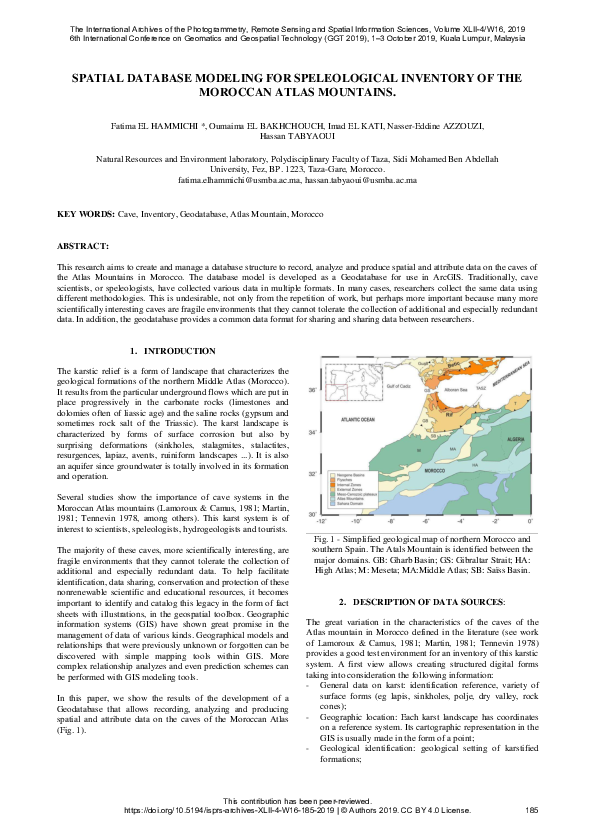 (PDF) Spatial Database Modeling for Speleological Inventory of the ...