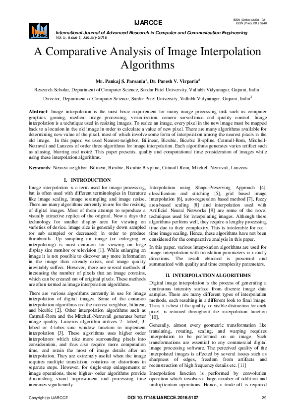(PDF) A Comparative Analysis of Image Interpolation Algorithms