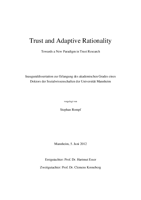 (PDF) Trust and Adaptive Rationality