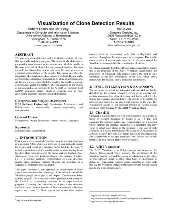(PDF) Visualization of clone detection results