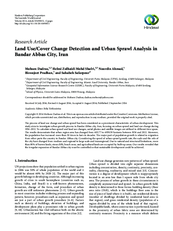 (PDF) Land Use/Cover Change Detection and Urban Sprawl Analysis in ...