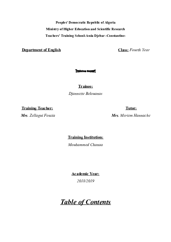 (DOC) Training Report