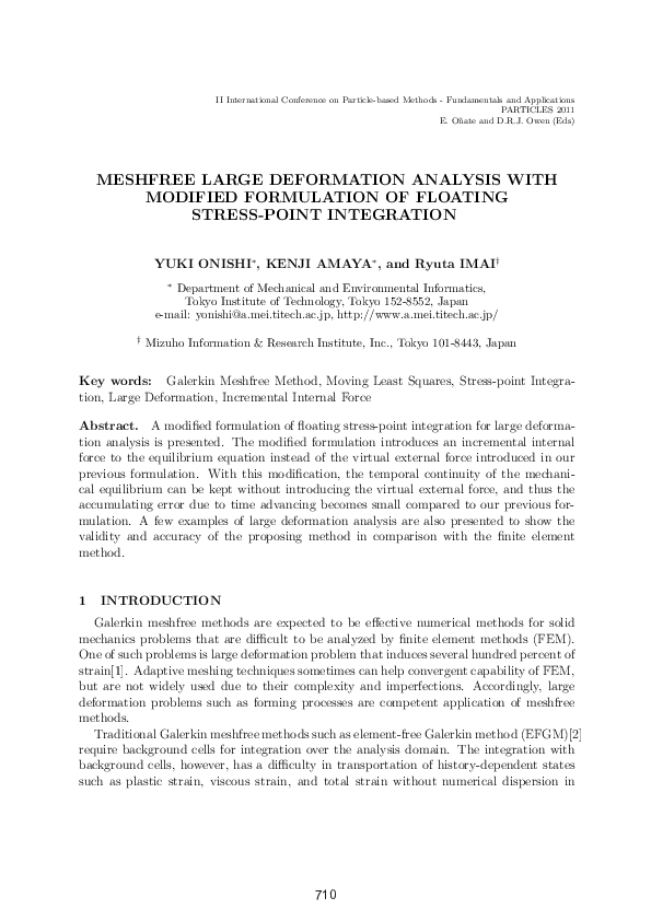 (PDF) Meshfree large deformation analysis with modified formulation of ...
