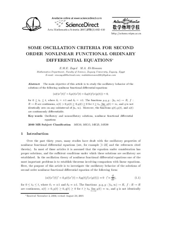 (PDF) Some oscillation criteria for second order nonlinear functional ...