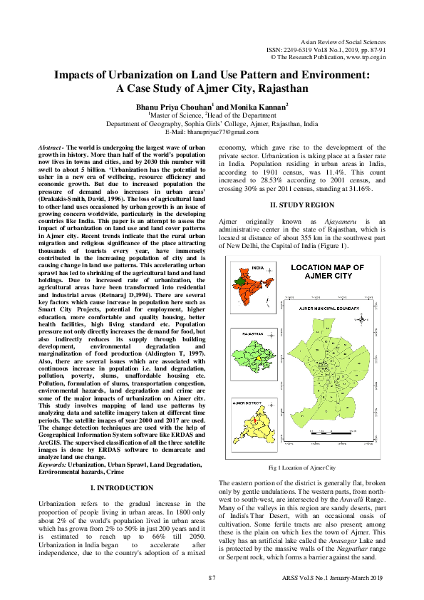 (PDF) Impacts of Urbanization on Land Use Pattern and Environment: A ...