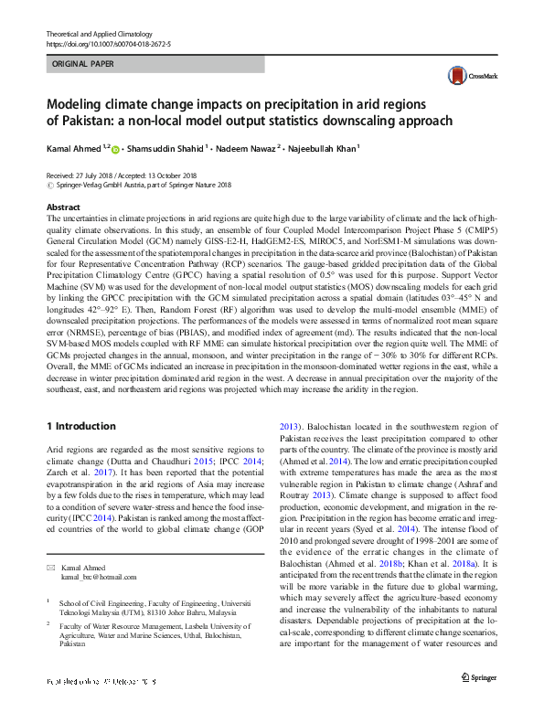 (PDF) Modeling climate change impacts on precipitation in arid regions ...